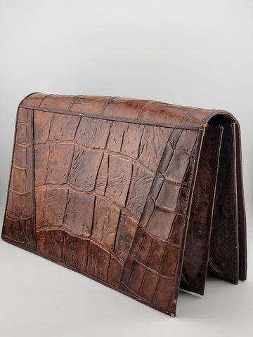 Antique Fabulous Caramel 1940's-50's Genuine Hornback Alligator Purse.