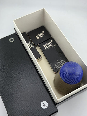 Lot Of Mont Blanc Vintage Inkwell & Ink Cartridge W Original Mont Blanc Box