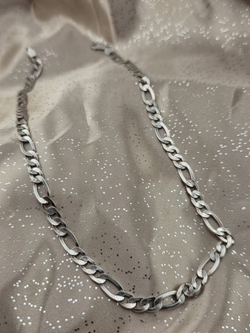 Vintage MO MEX 925 Sterling Silver Figaro Link Chain Necklace 24.5g Italy