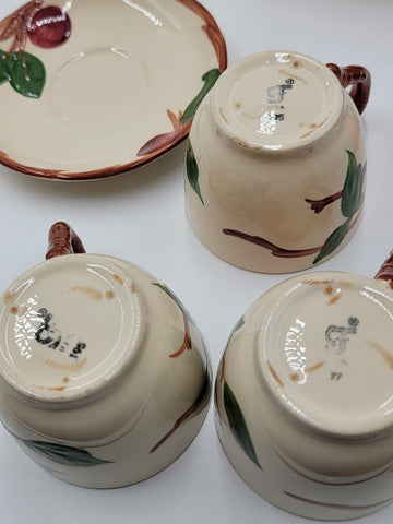 Vintage Set Of 3 Franciscan Earthenware Apple Cup and Saucer 1940-1947