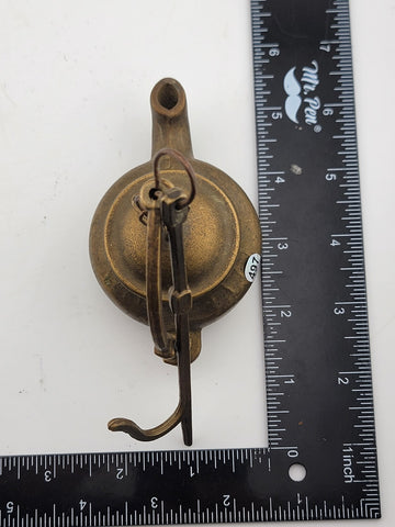 Rare 19th Century Antique European Brass Hanging Oil Lamp- Ships Lamp. Complete.