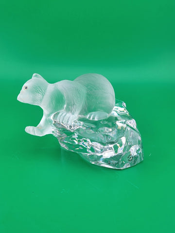 Faberge Crystal Polar Bear Signed Igor Carl Faberge Made in France. Missing Fish