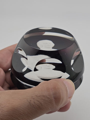 Vintage 1976 Baccarat Glass Sulphide Paperweight JEAN-JACQUES ROUSSEAU. Signed.