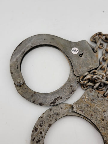 Antique WW2 Era Harvard Lock Company New York Leg Shackles Leg Irons Cuffs
