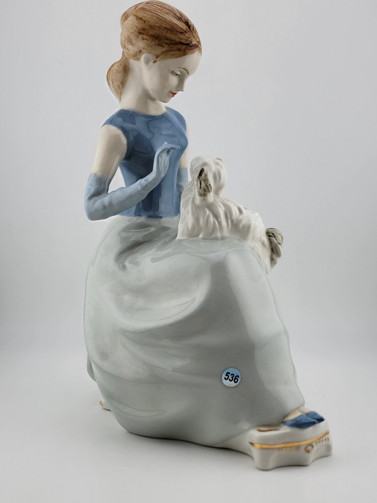 Vintage Collectible Royal Dux Seated Lady W Dog Porcelain Figurine Bohemia 10"