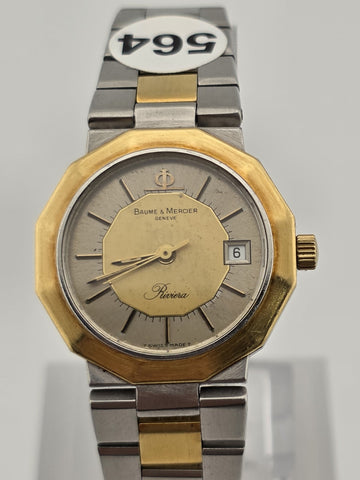 Vintage Baume & Mercier Riviera A5221.018 Two Tone Quartz Ladies Watch. Works.