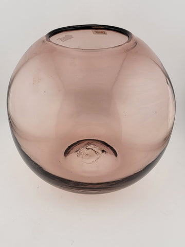 BLENKO Art Glass Round Ball Jar/Vase PURPLE AMETHYST FISH BOWL Style (Heavy)