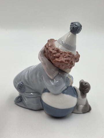 Lladro 5278 “Pierrot w/ Puppy & Ball" Kneeling Clown Dog Figurine Spain W Box