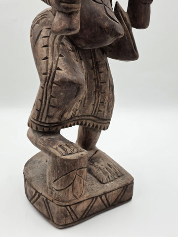 Rare Antique XL 26 In Yoruba African Wood Pregnant Lady Tribal Sculpture Nigeria