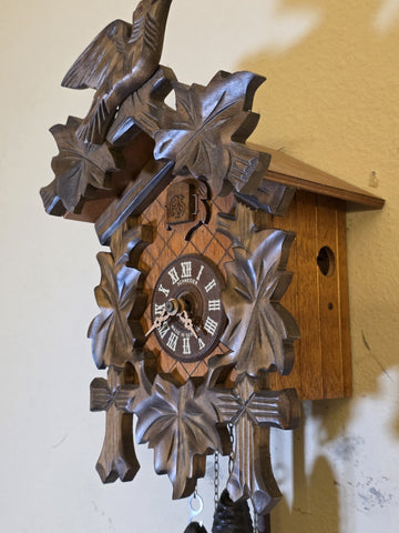 Schneider Black Forest Cuckoo Clock Regula 25-C 1 Day Carved Bird Germany. Read.