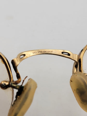 Rare Antique B&L Bausch & Lomb 1/10 12K Gold Filled Eyeglasses  1920s W Case.