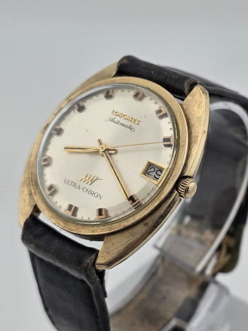Vintage 1960's Longines Ultra-Chron Automatic Date 10K GF 34mm Watch. Works.