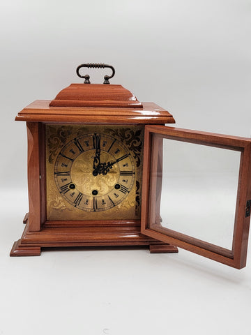 BEAUTIFUL ESKA WIND UP ESKA SHELF MANTEL CLOCK BRAZIL WESTMINSTER CHIMES. As-is.