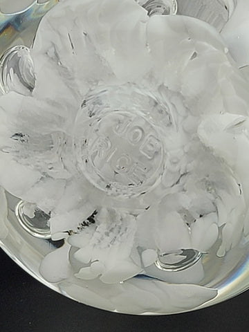 Vintage Joe St. Clair Art Glass Perfume bottle White Flowers Paper Weight Style