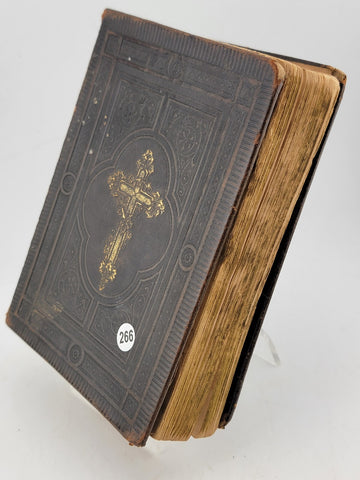 Rare Antique 1887 German Small Bible With Gold Gilded Papper Ends 6" X 4”.