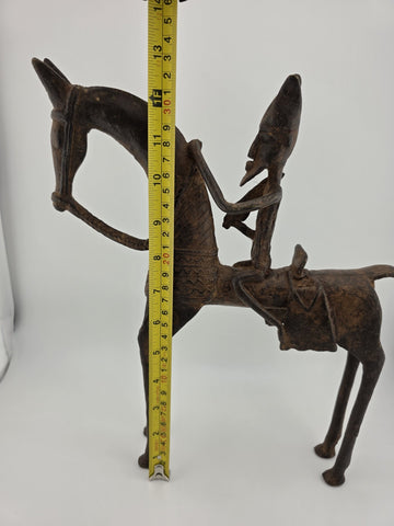 VTG 1940'S AUTHENTIC AFRICAN CAST BRONZE HORSE AND RIDER DOGON MALI WEST AFRICA