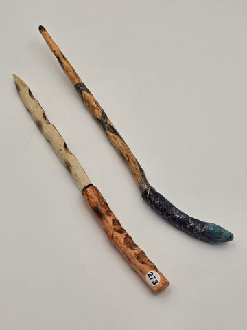 Set Of 2 Rare One Of A Kind Handmade Wooden Magic Wand Fantasy Staff Cosplay.