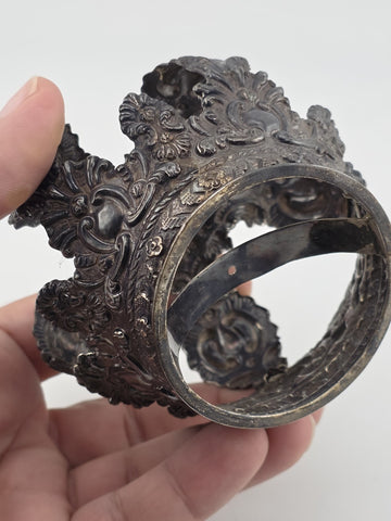 Rare Antique Spanish Colonial Silver Santo Madonna Crown Rare Cross Orb 19th C