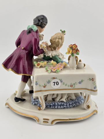 Rare Antique Frankenthal Porcelain Lace Courting Couple Figurine Germany c1900