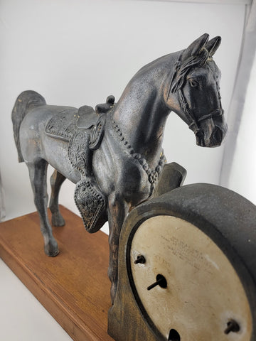 Antique Bronze Horse with Galter Electric  Clock made in Chicago, USA. Untested