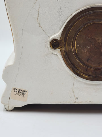 Antique 1890s #20 Kroeber Porcelain Mantle Clock - Turquois Accents - Working.