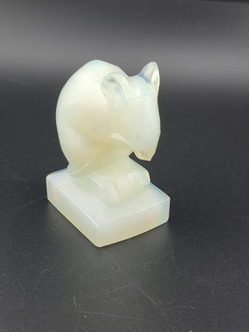RARE SIGNED SABINO FRANCE "SOURIS" MOUSE ART DECO OPALESCENT GLASS CAR MASCOT