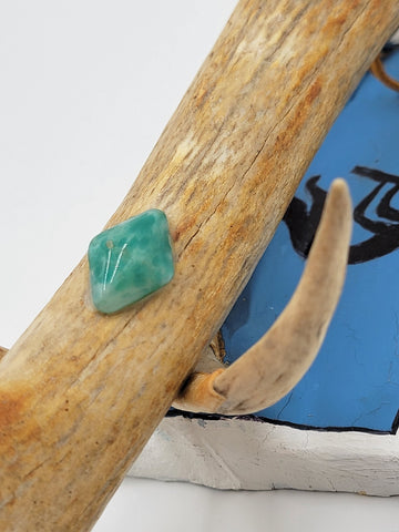 Rare Antique Native American Navajo Ceremonial Pipe W Real Turquoise On Stand.