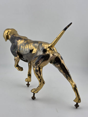 Rare Antique Victorian 19th C Brass Pointer Dog Clock Topper For Mantel Clocks.