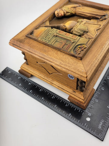 Rare Vintage Collectible Anri 3D Relief Carved Jewley Music Box. Working Cond.