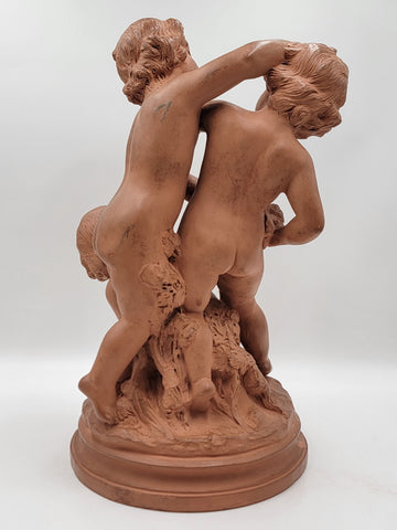 French Terracotta Group of Cherubs After Clodion Bacchanal (1738–1814). 19 Inch.