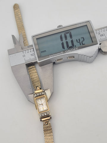 Vintage Woman 10kt Solid Rose Gold Elgin 17 Jewels Swiss Made Watch W 8 Diamonds