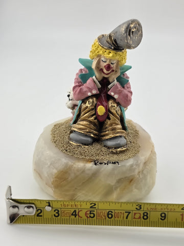 Vintage Set Of 3 Small Ron Lee 24k Gold Plated Clown Figurines 1980's Signed.