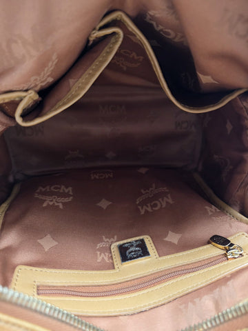 Rare MCM Stark Side & Top Studs Backpack In Cognac Visetos Coated Canvas W5914