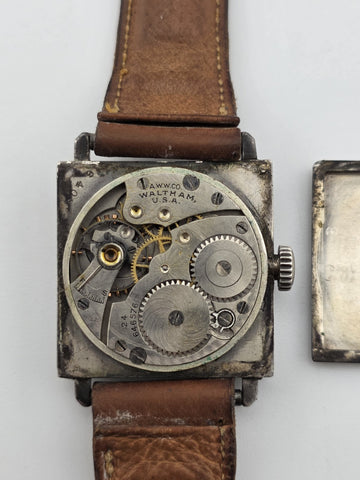 Antique 1930 Waltham 24 Jewel Sterling Silver Fahys Art Deco Wristwatch. Read.