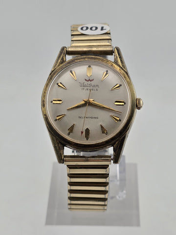 Vintage 1960's Waltham Self-Winding Shock Resistant 17j Wristwatch Working Cond.