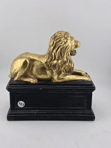 Rare Vintage Pair of Hollywood Regency Style Gold Gilt Lion Bookends. C1950's.