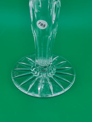 Rare William Yeoward Crystal 8" Trumpet Bud Vase Diamond Cut Fluted Rim England
