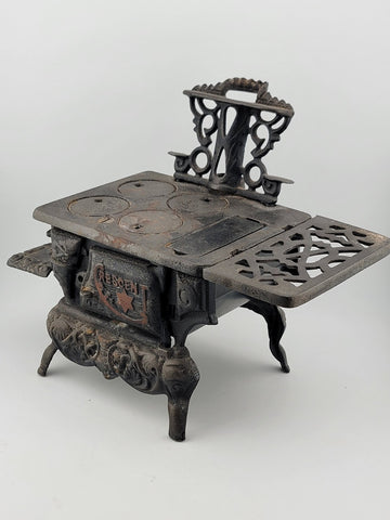 Antique Collectible Crescent Miniature Toy Cast Iron Stove Salesman Sample.