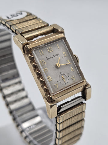 Antique 1940's Bulova Ladies 10K Gold Filled Art Deco Watch Sub Seconds. Works.
