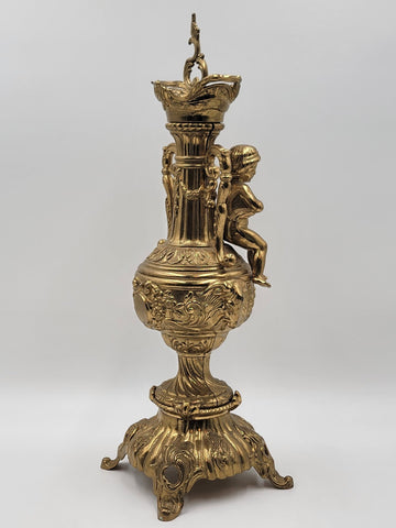 Vintage Italian Mid Century XL Brass Putto Putti Cherub Sculpture Rococo Style