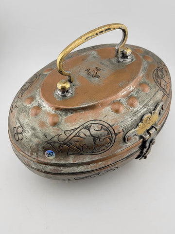 Rare Antique 19th C Ottoman Large Hammam Copper Bath Copper Box W Sultan Seal.