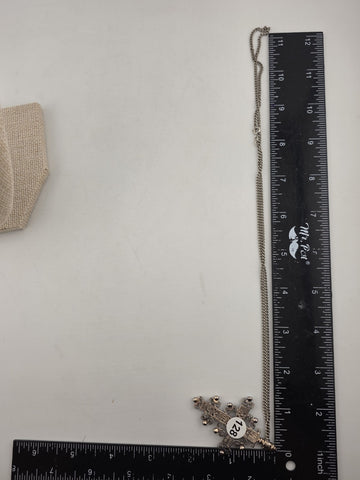 Vintage Russian Orthodox Sterling Silver Slavonic Cross Pendant & Avery Necklace