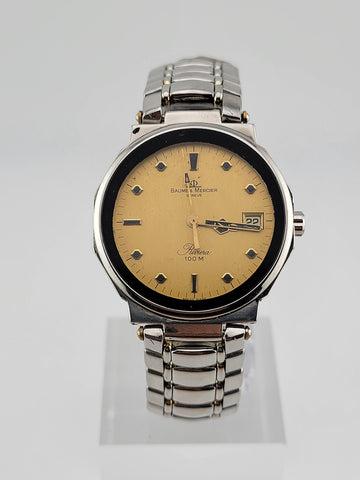 Vintage Baume Mercier Riviera Watch Octagonal Case Silver Plated Stainless Steel