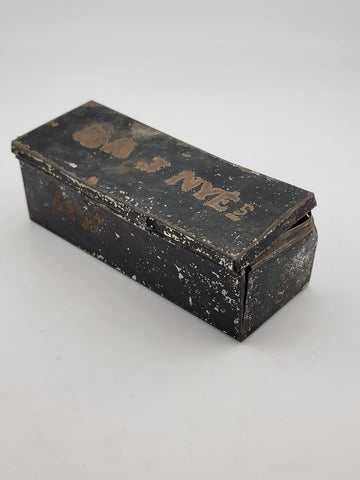 Antique Rare Find Rectangular Tin Box With Lid Date 1829 Belonging To Jhon Nye