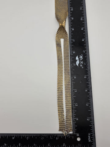Vintage Gold & Silver Tone Mesh Tie Necklace Whiting Davis Style Fringe 70s