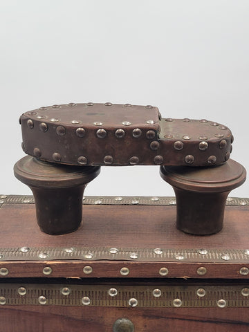 Rare Antique One Of A Kind Large Middle East Solid Wood & Copper Shoe Shine Box.