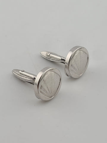 Vintage 1980's Alfred Dunhill Sterling Silver Seashell Round Cufflinks England.