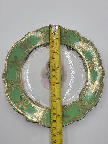 Set Of 3 19th C Antique Carlsbad Austria Porcelain Portrait Cabinet Plate 6.5 in