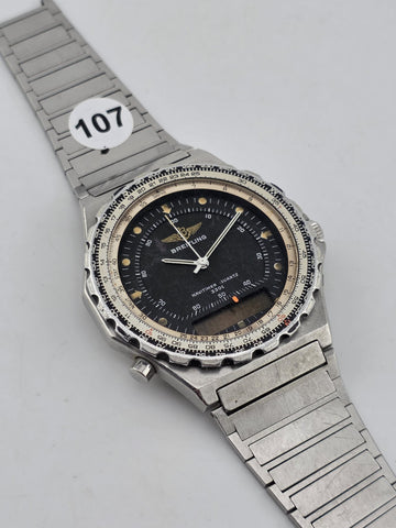 1987 42mm Breitling 80972 Jupiter Navitimer 3300 Quartz Watch. Untested. As-is.