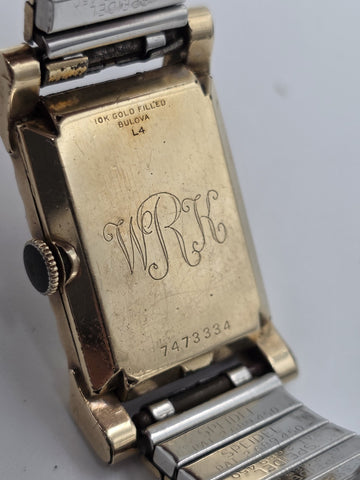 Antique 1940's Bulova Ladies 10K Gold Filled Art Deco Watch Sub Seconds. Works.